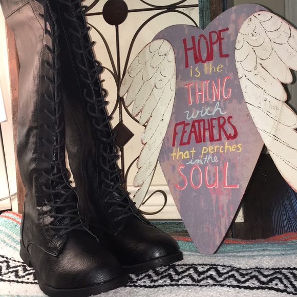 BN Chatties Black over-the-knee combat boots - Picture 2 of 2